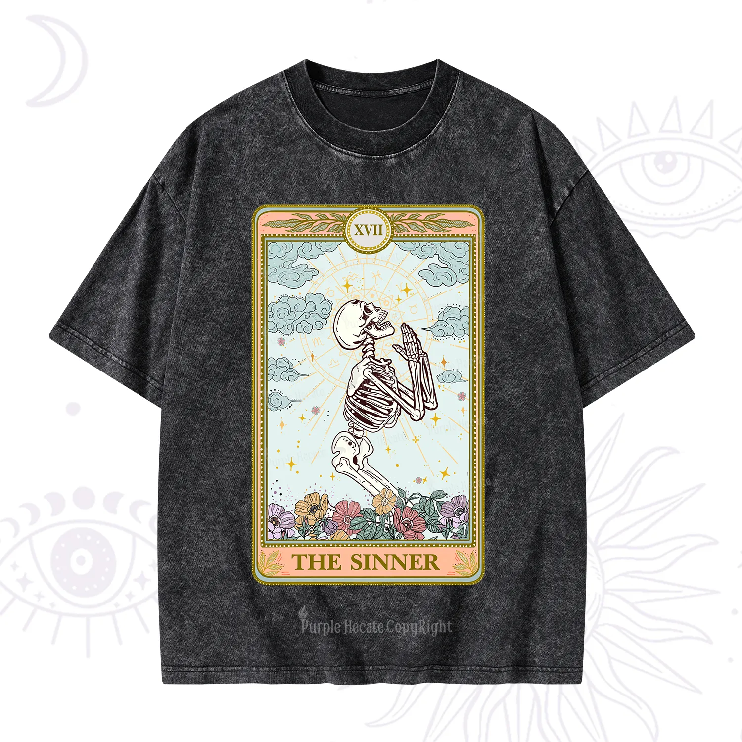 Purplehecate The Sinner Tarot Card Washed T-Shirt