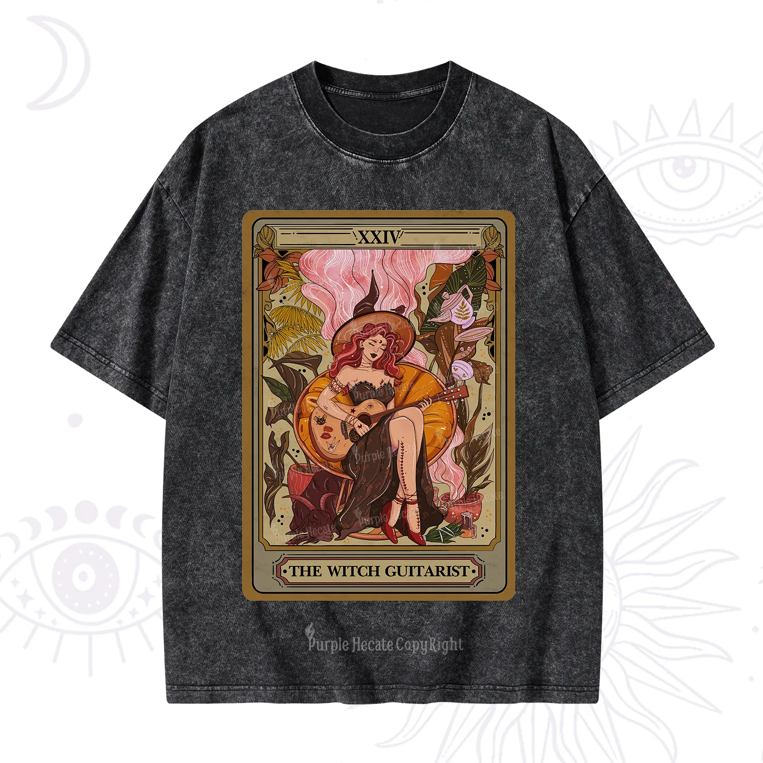Purplehecate The Witch Guitarist Tarot Washed T-Shirt