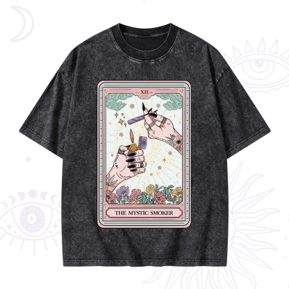 Purplehecate The Mystic Smoker Tarot Card Washed T-Shirt