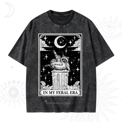 Purplehecate In My Feral Era Raccoon Tarot Washed T-Shirt