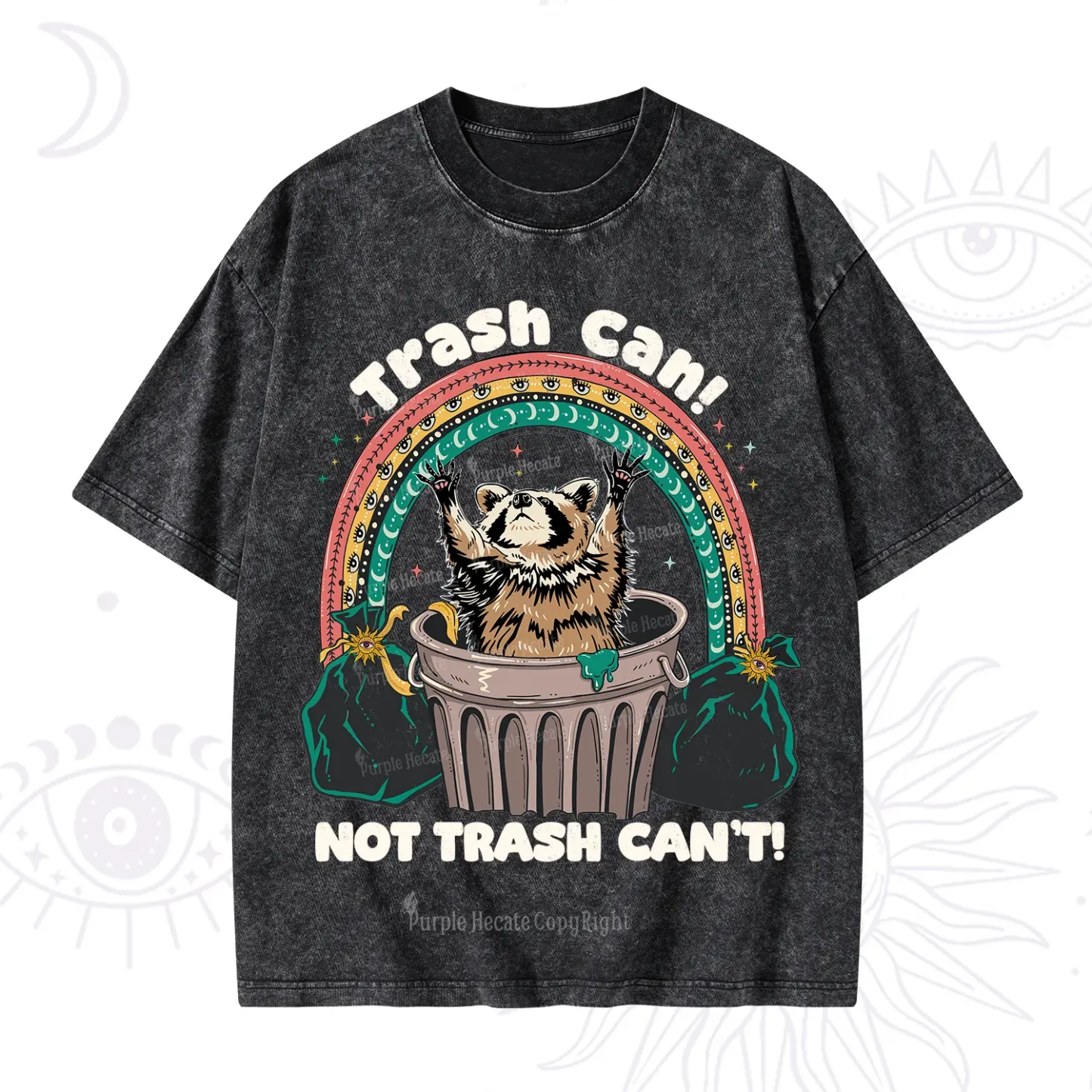 Purplehecate Trash Can Not Trash Can't Raccoon Washed T-Shirt