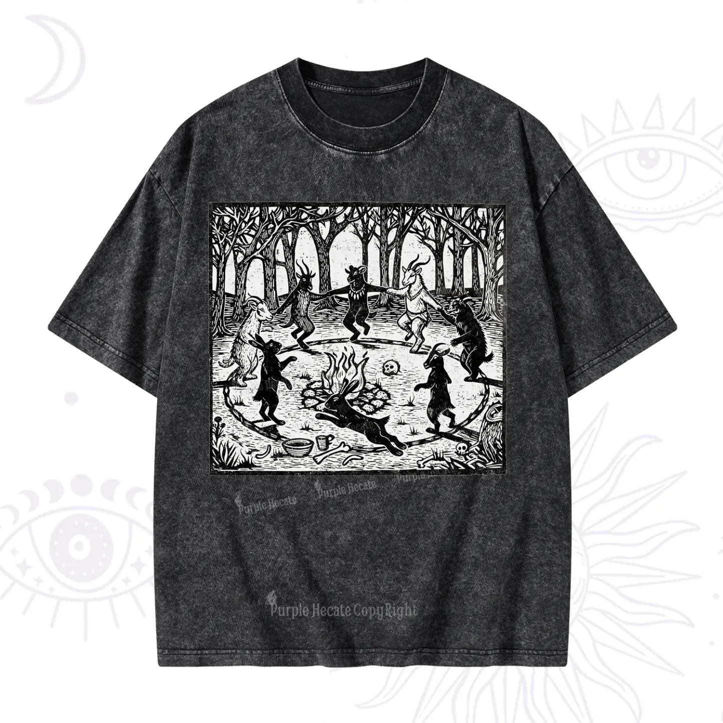 Purplehecate Woodland Rites of the Black Goat Washed T-Shirt