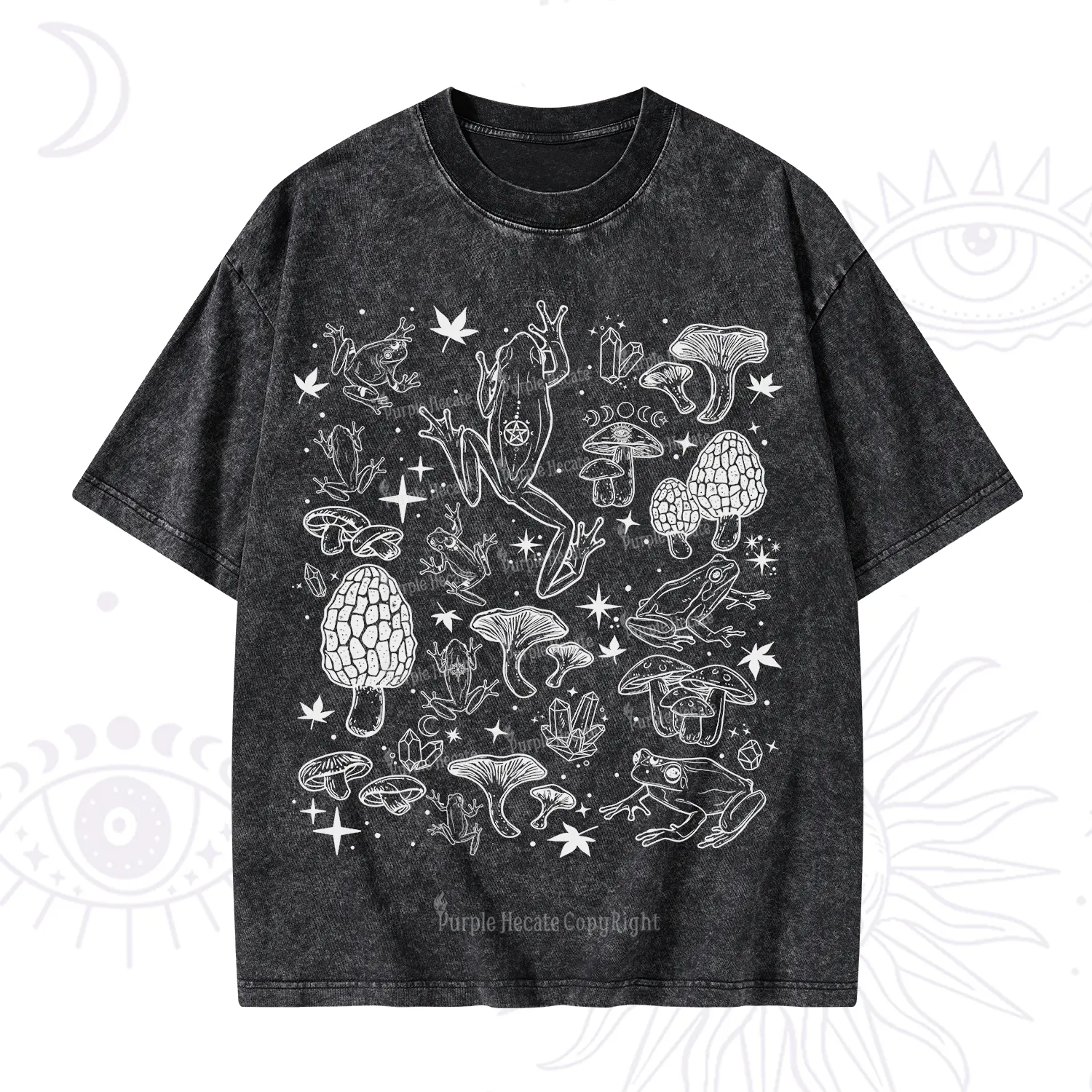 Purplehecate Frog and Mushroom Washed T-Shirt