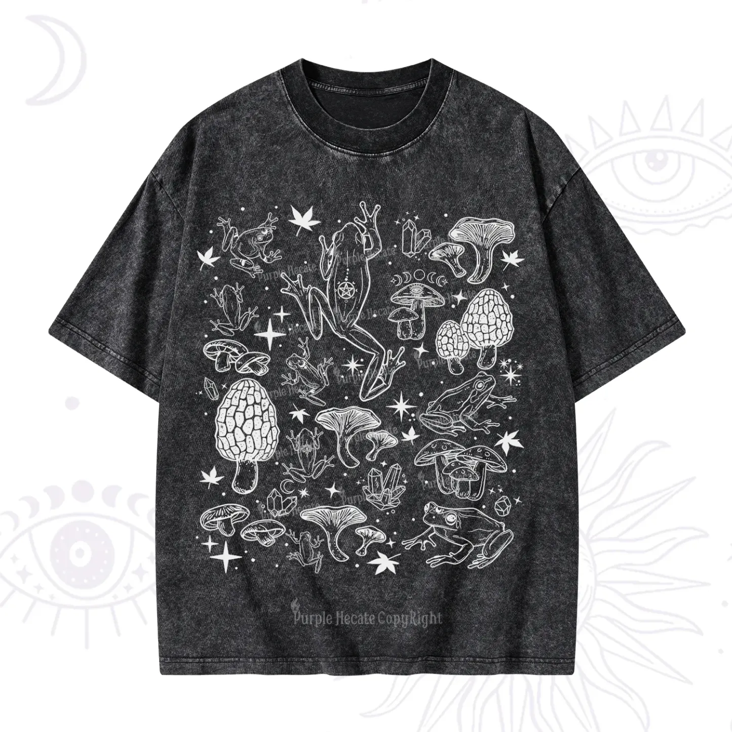 Purplehecate Frog and Mushroom Washed T-Shirt