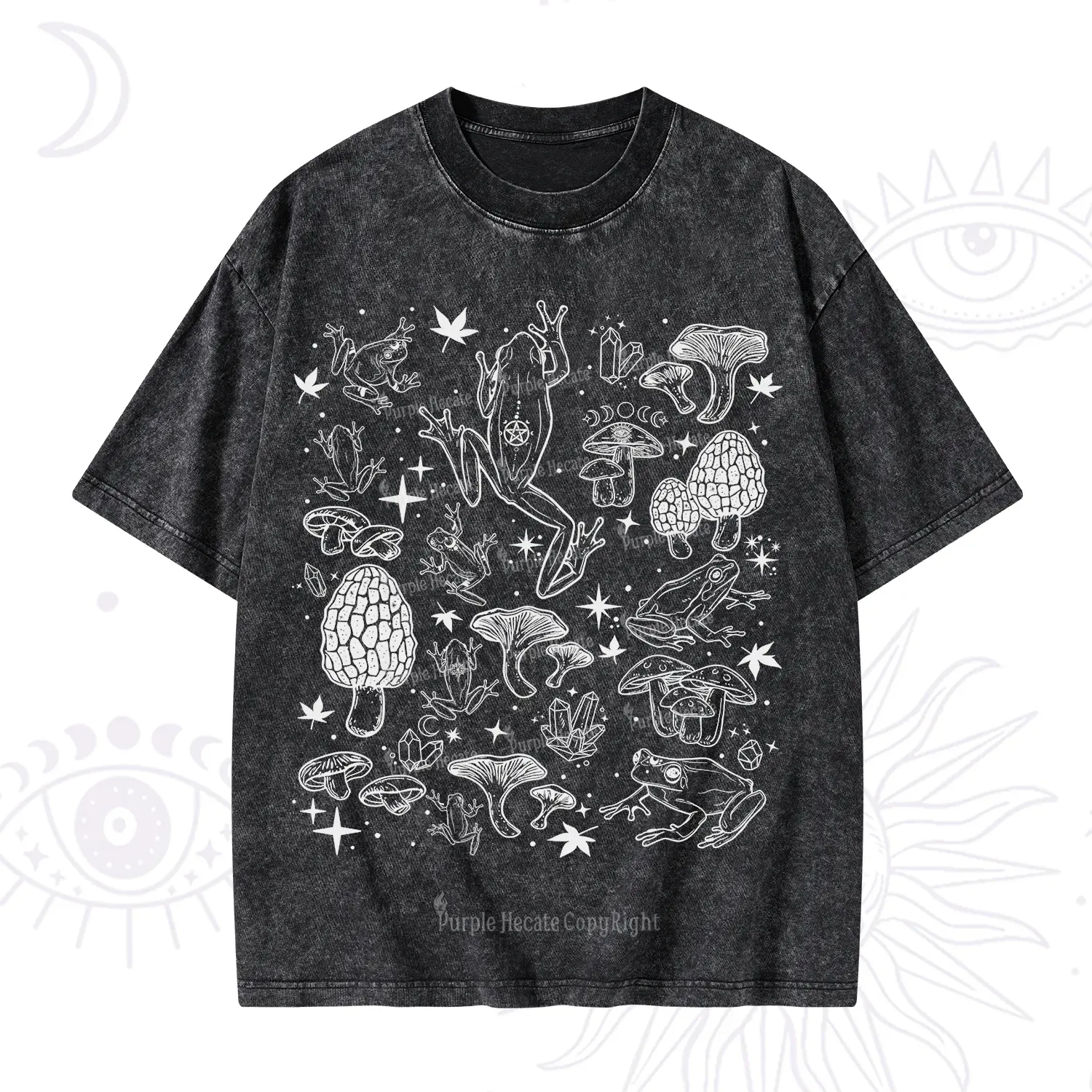 Purplehecate Frog and Mushroom Washed T-Shirt