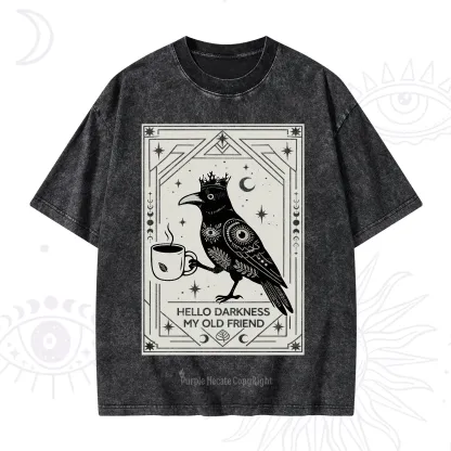 Purplehecate Hello Darkness My Old Friend Crow Washed T-Shirt