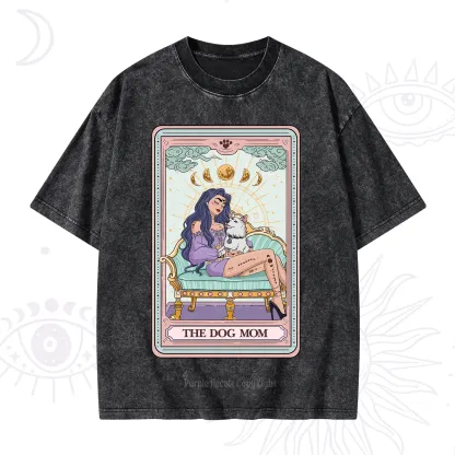 Purplehecate The Dog Mom Tarot Card Washed T-Shirt