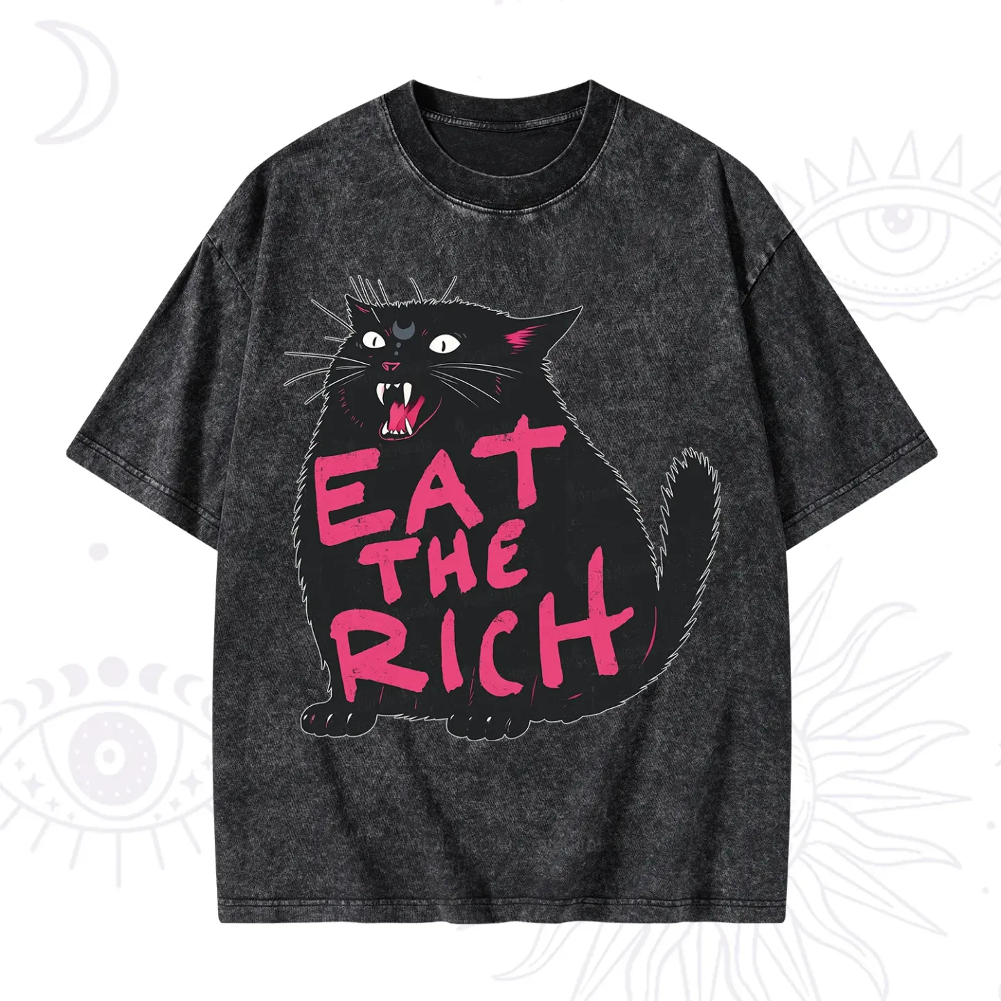 Purplehecate Eat The Rich Cat Washed T-Shirt