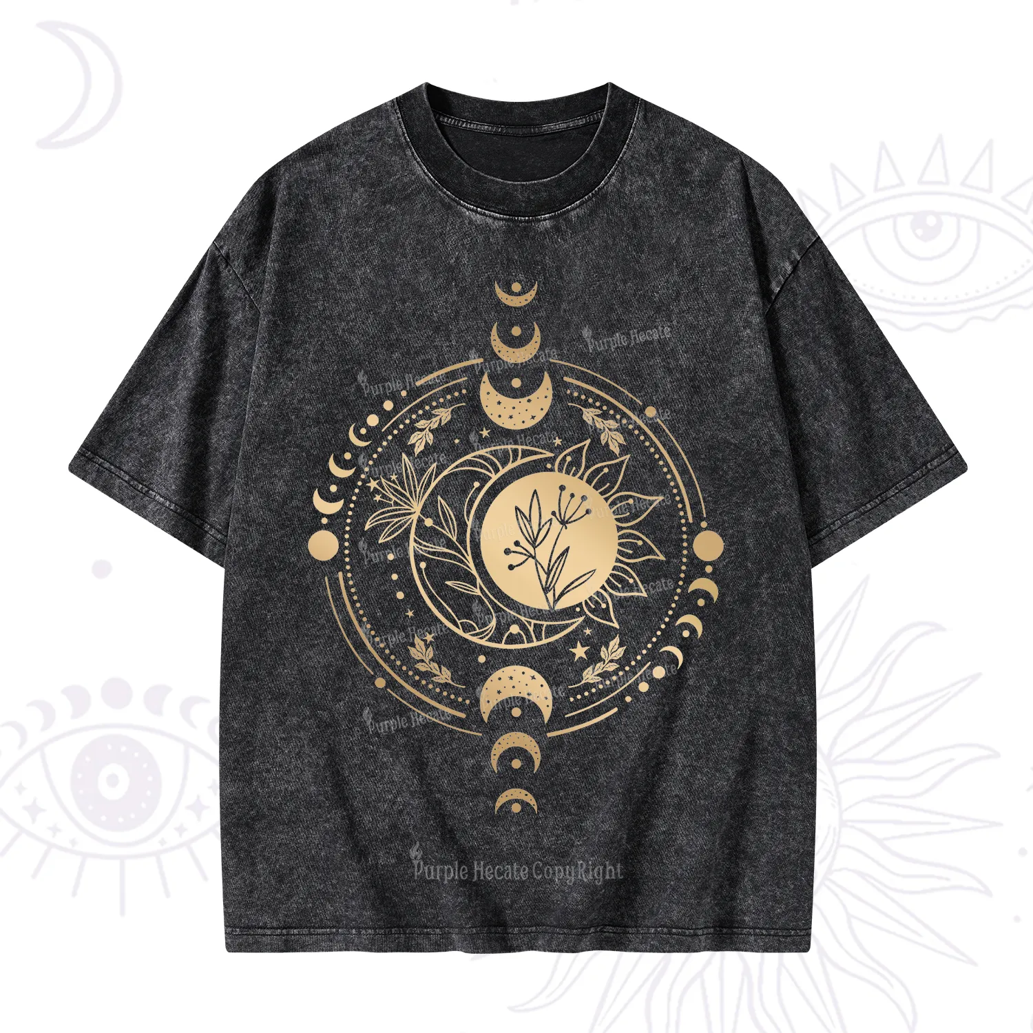 Purplehecate Mystic Moon And Sun Washed T-Shirt