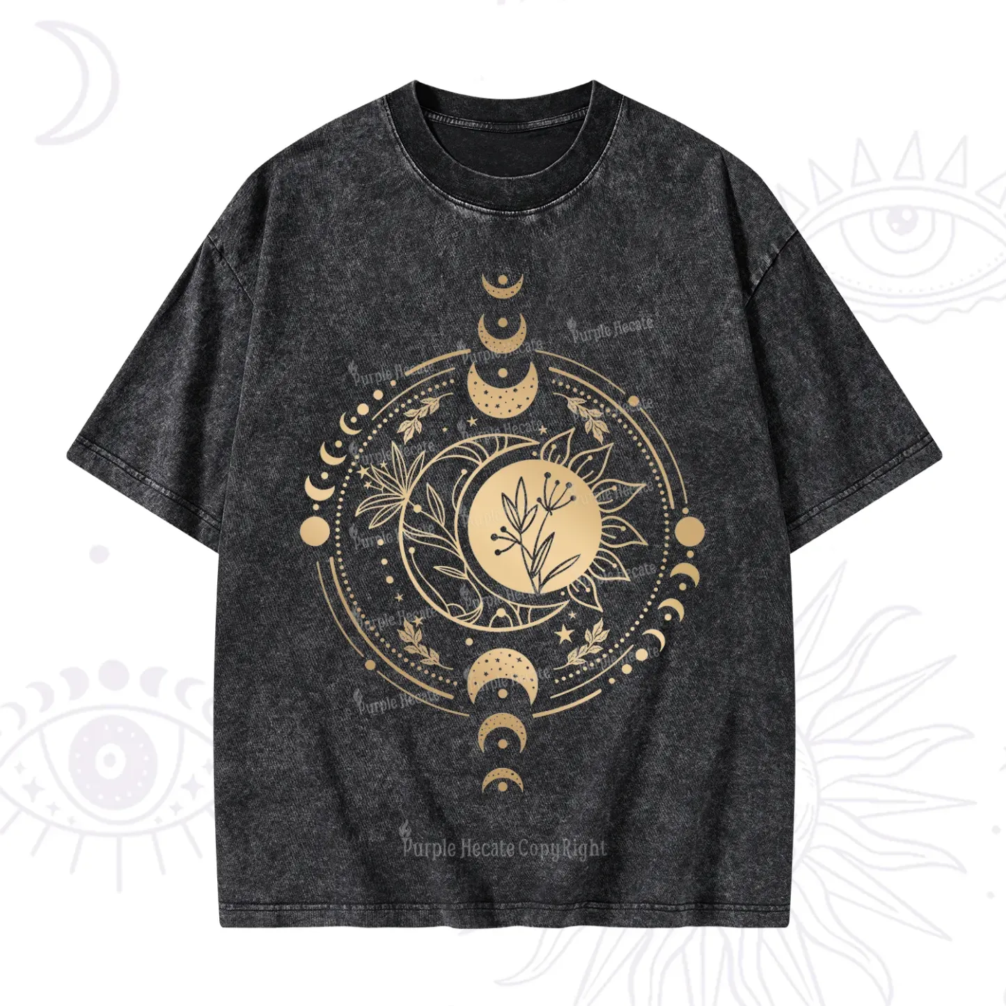 Purplehecate Mystic Moon And Sun Washed T-Shirt