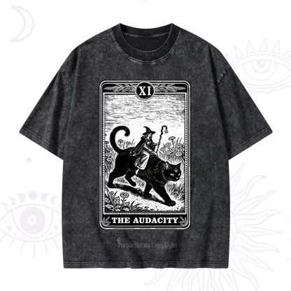 Purplehecate The Audacity Wizard Cat Tarot Washed T-Shirt