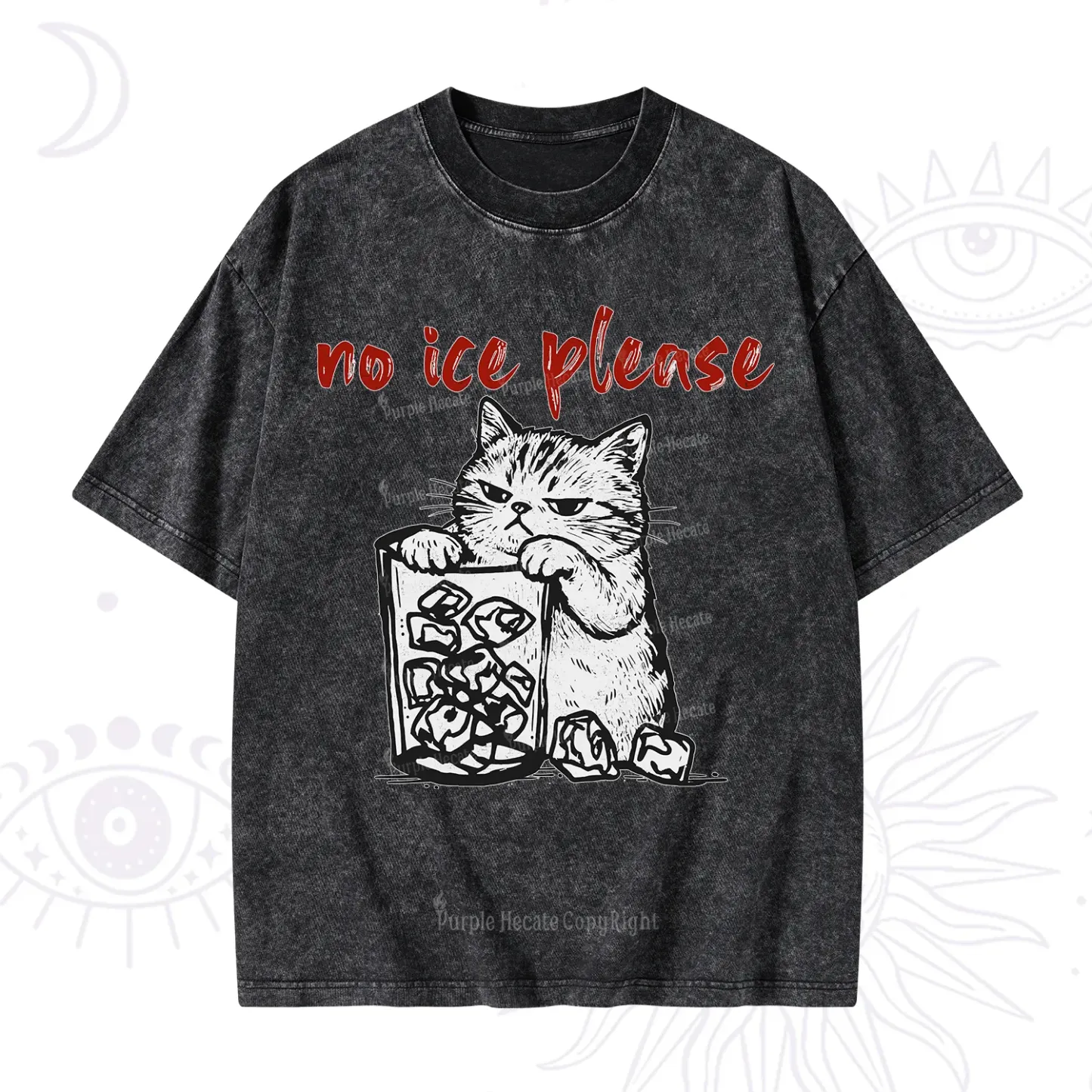 Purplehecate No Ice Please Cat Washed T-Shirt