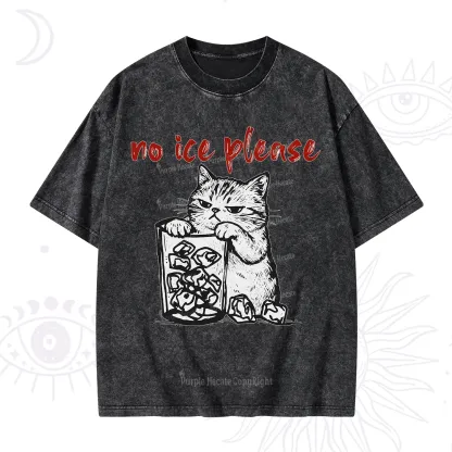 Purplehecate No Ice Please Cat Washed T-Shirt