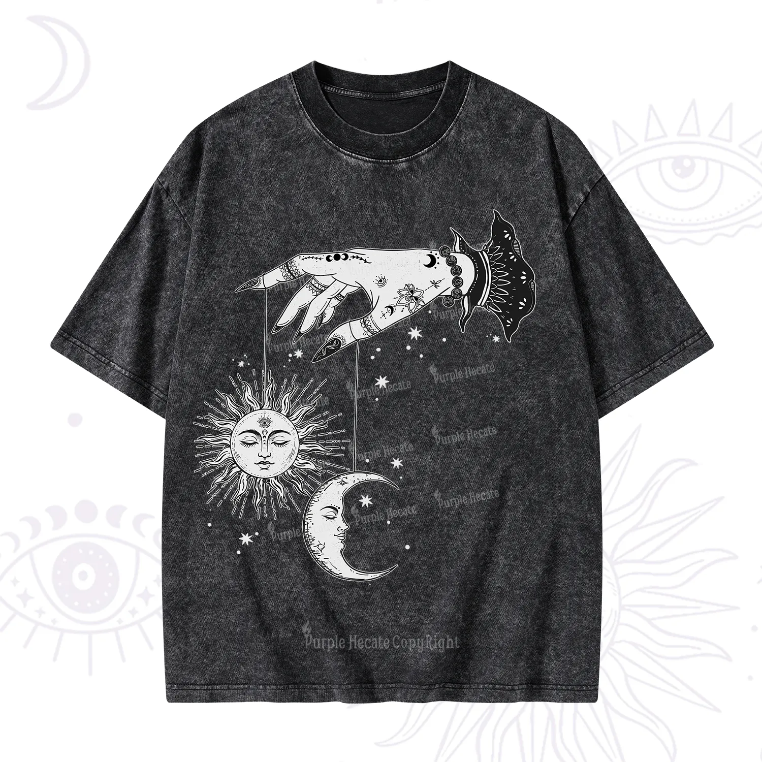 Purplehecate Witch's Sun and Moon Washed T-Shirt