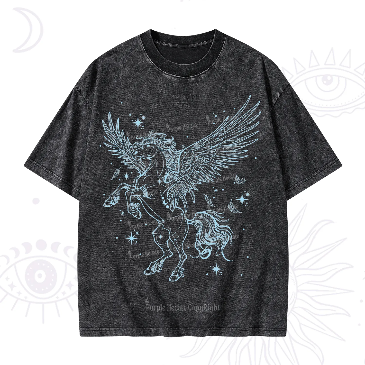 Purplehecate Celestial Pegasus Washed T-Shirt