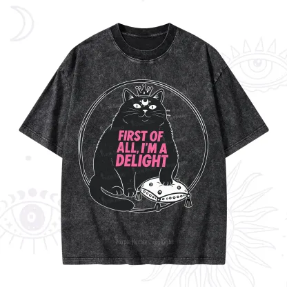 Purplehecate Black Cat First Of All I'm A Delight Washed T-Shirt