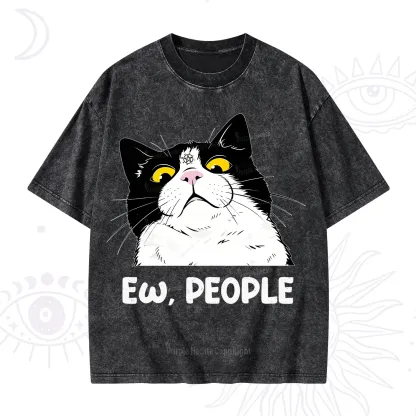 Purplehecate Ew People Cat Washed T-Shirt