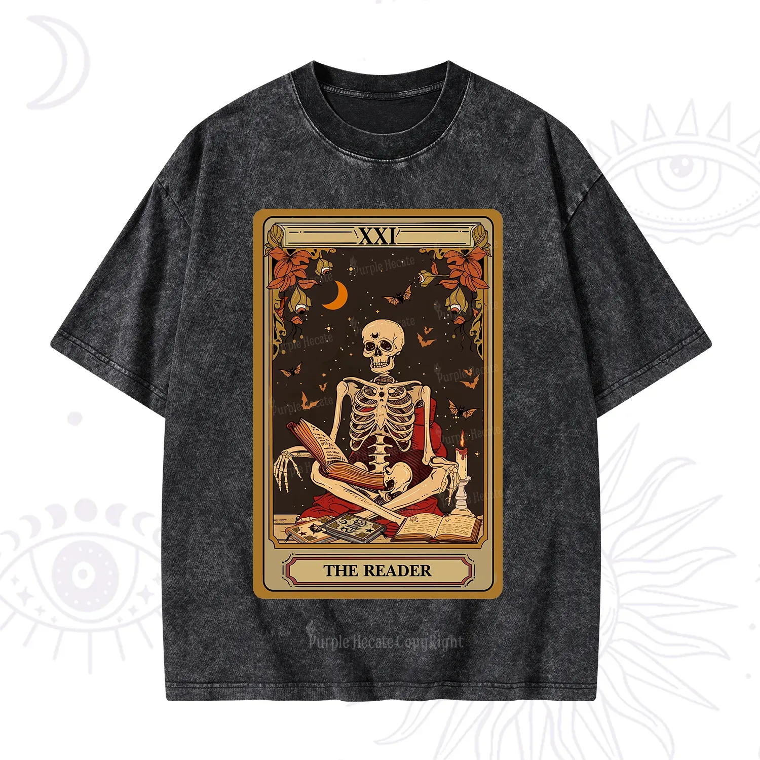 Purplehecate The Reader Tarot Card Washed T-Shirt