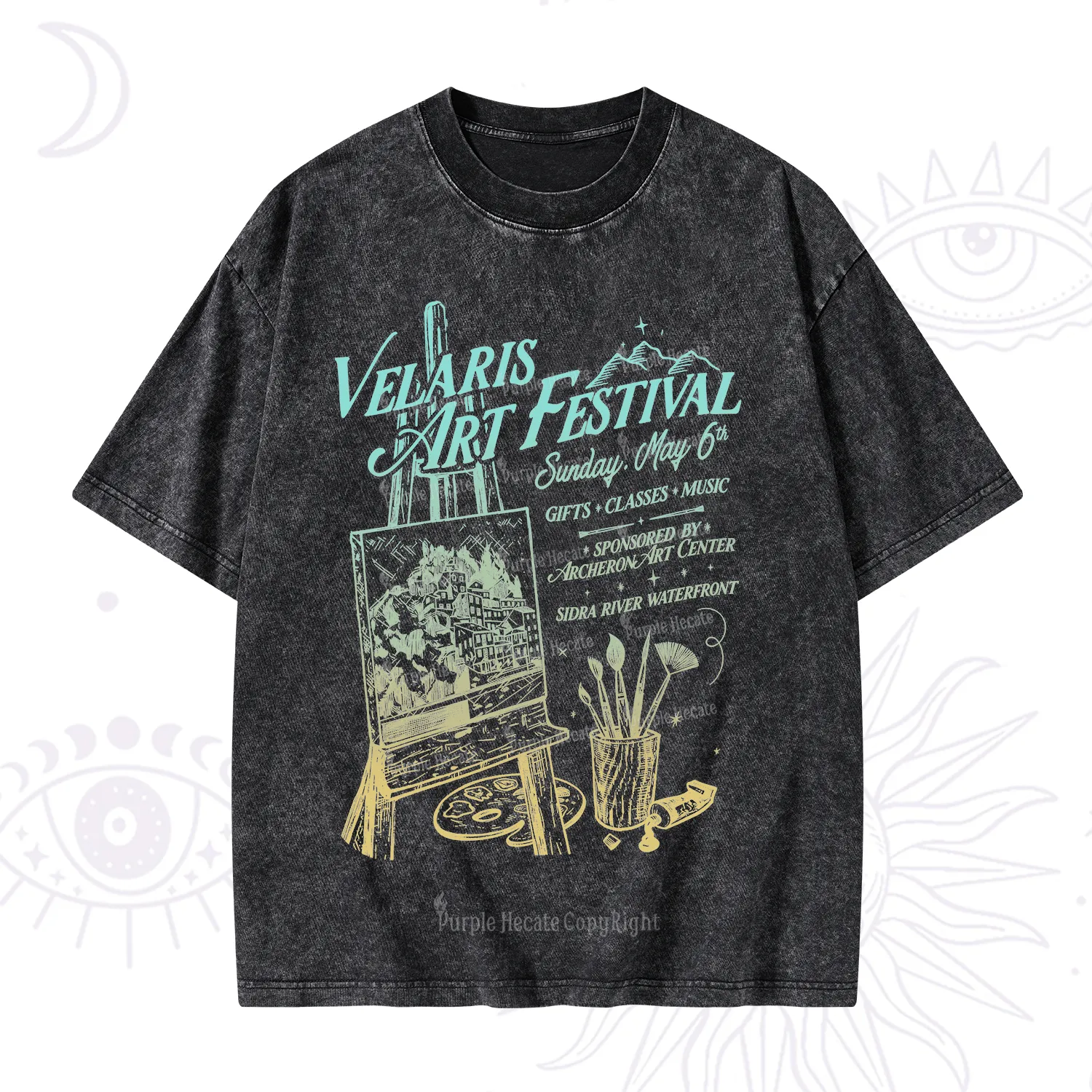 Purplehecate Starlight Court Art Show Washed T-Shirt