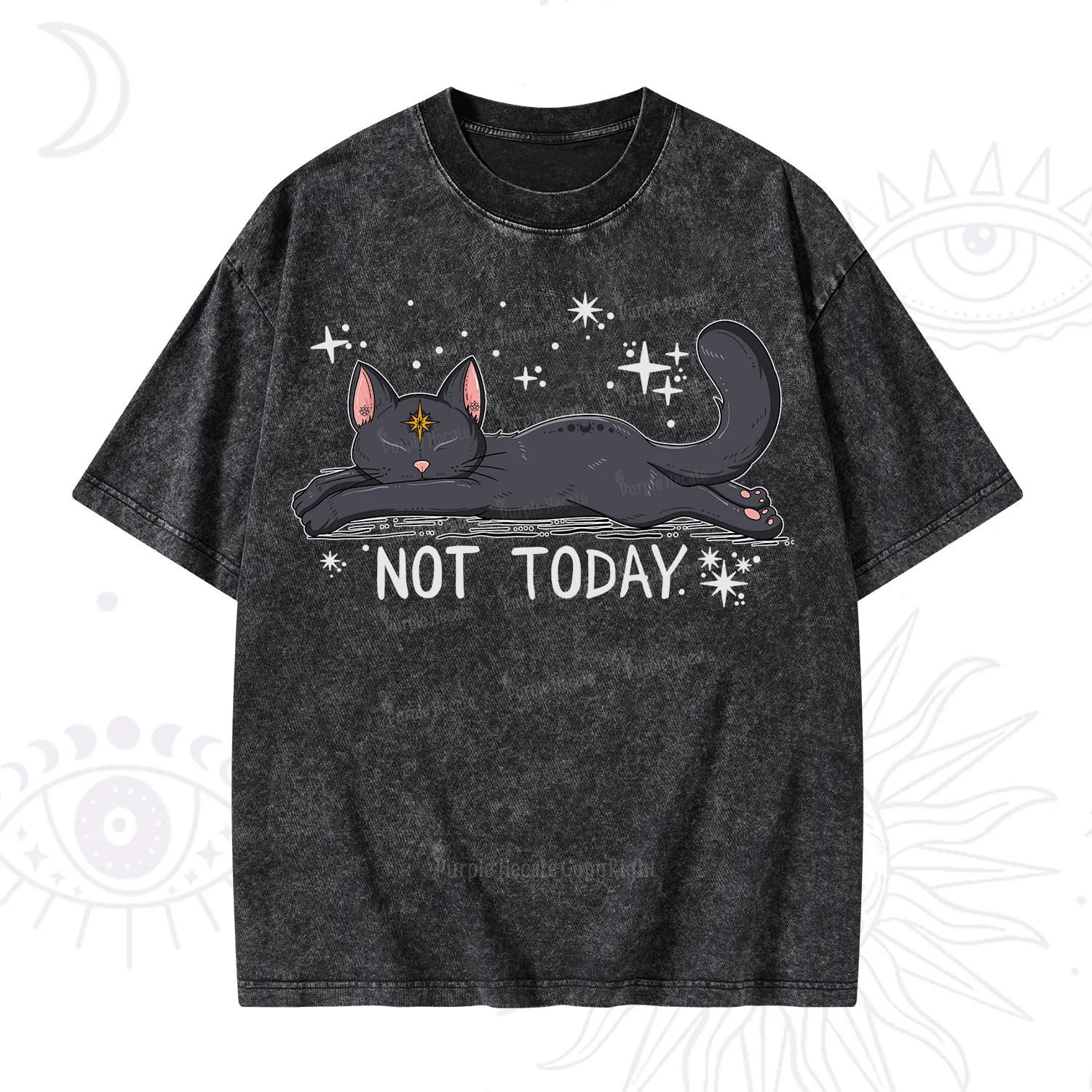 Purplehecate Not Today Cat Washed T-Shirt