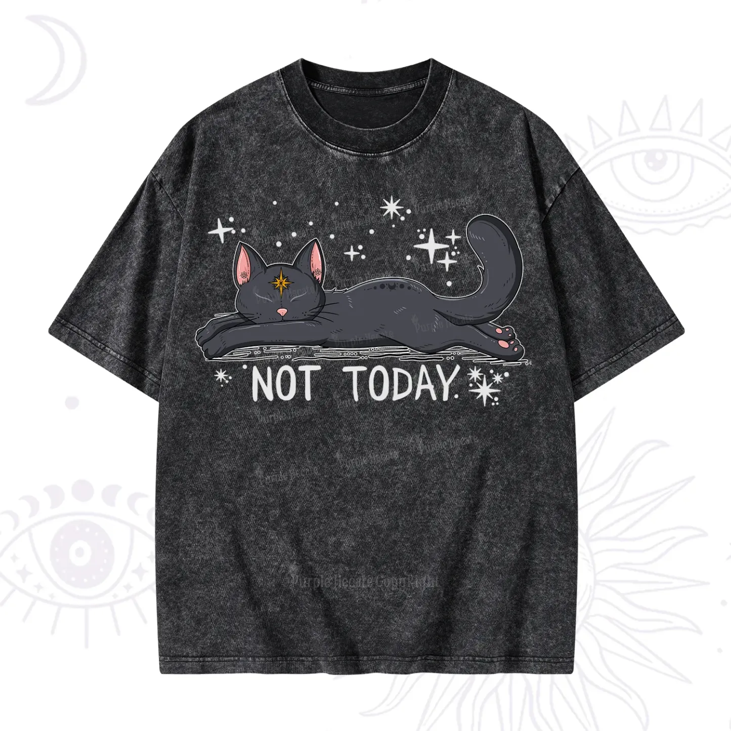 Purplehecate Not Today Cat Washed T-Shirt