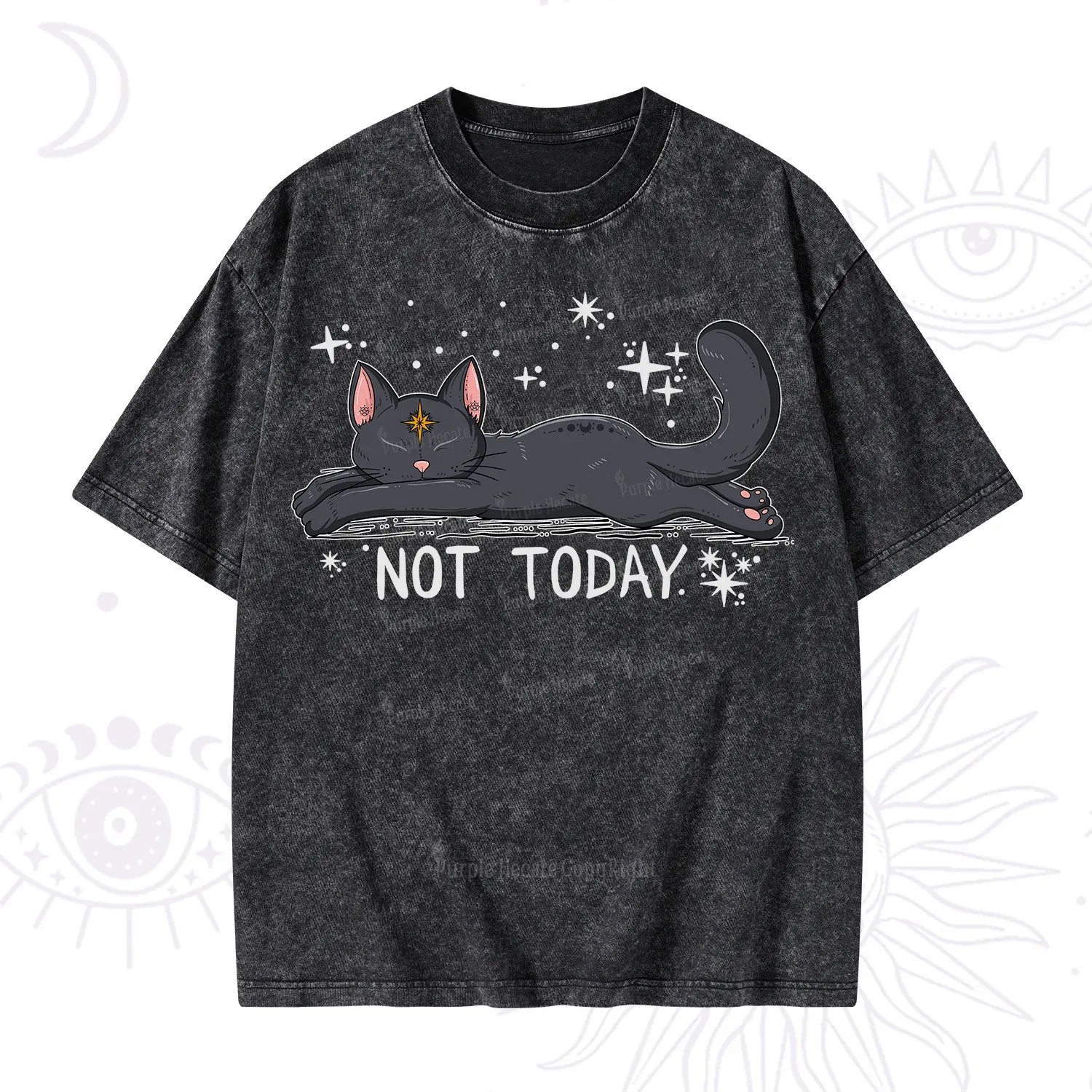 Purplehecate Not Today Cat Washed T-Shirt