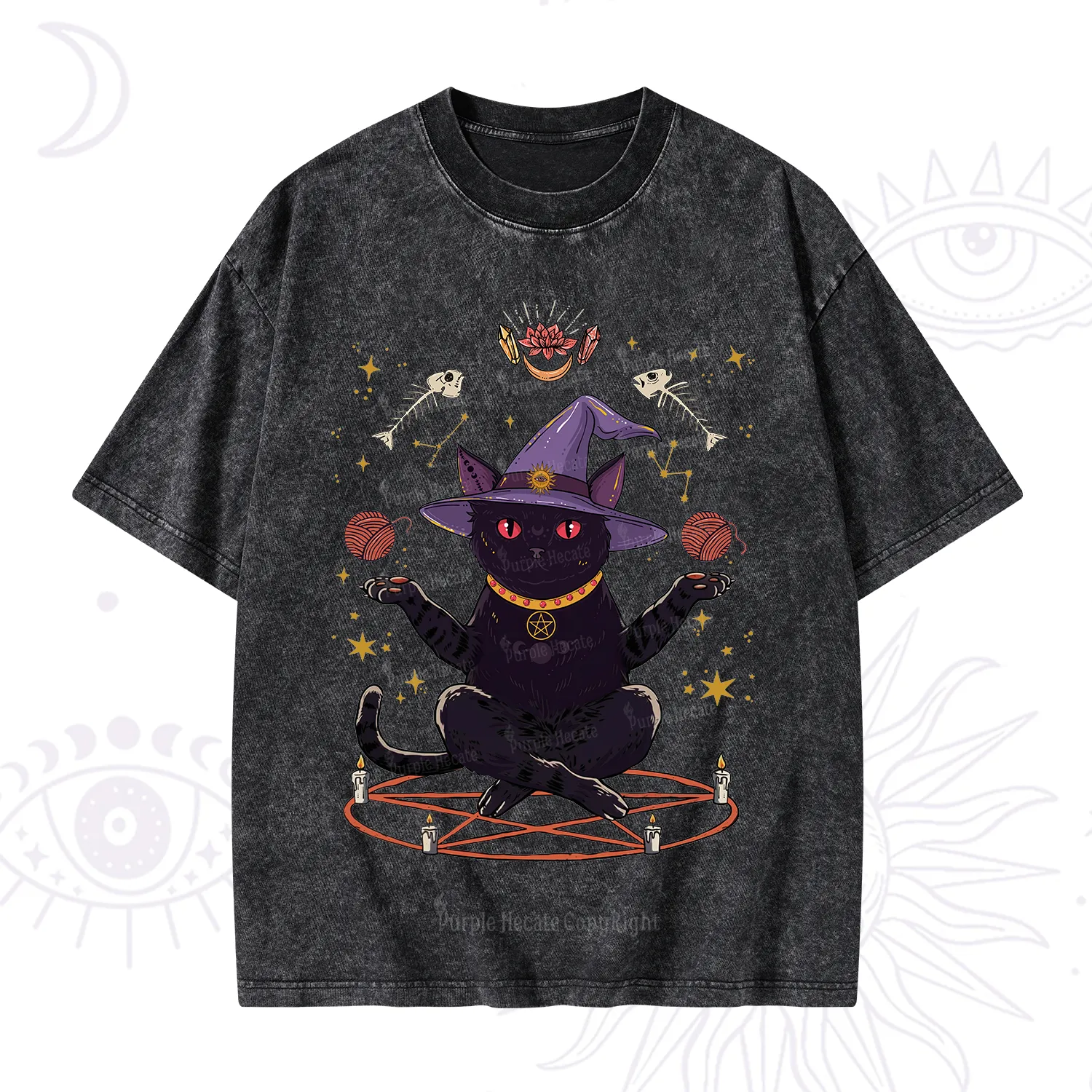 Purplehecate Meowitch Rituals Washed T-Shirt