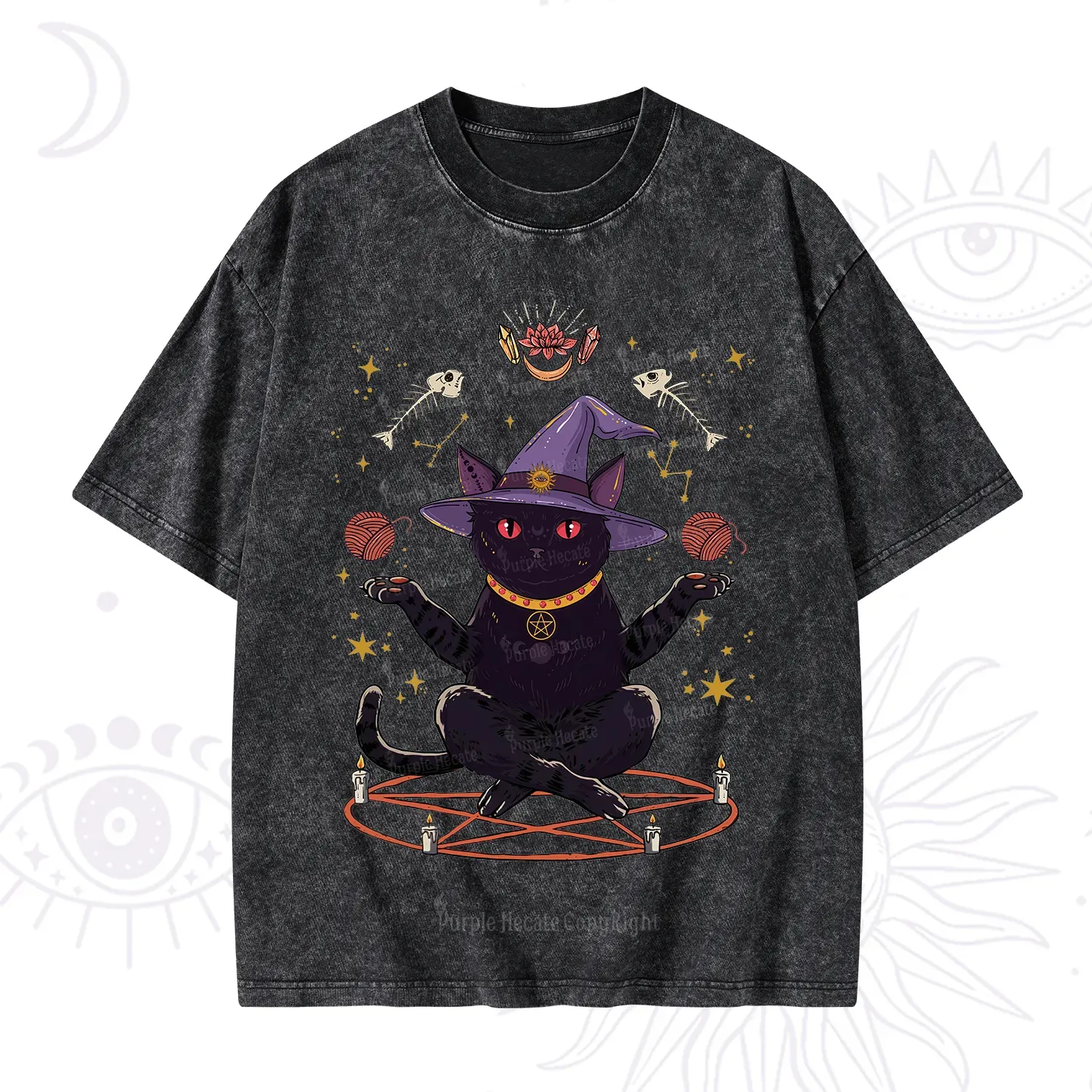 Purplehecate Meowitch Rituals Washed T-Shirt