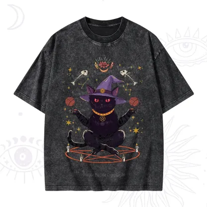 Purplehecate Meowitch Rituals Washed T-Shirt