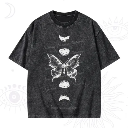 Purplehecate Lunar Butterfly Phases Washed T-Shirt