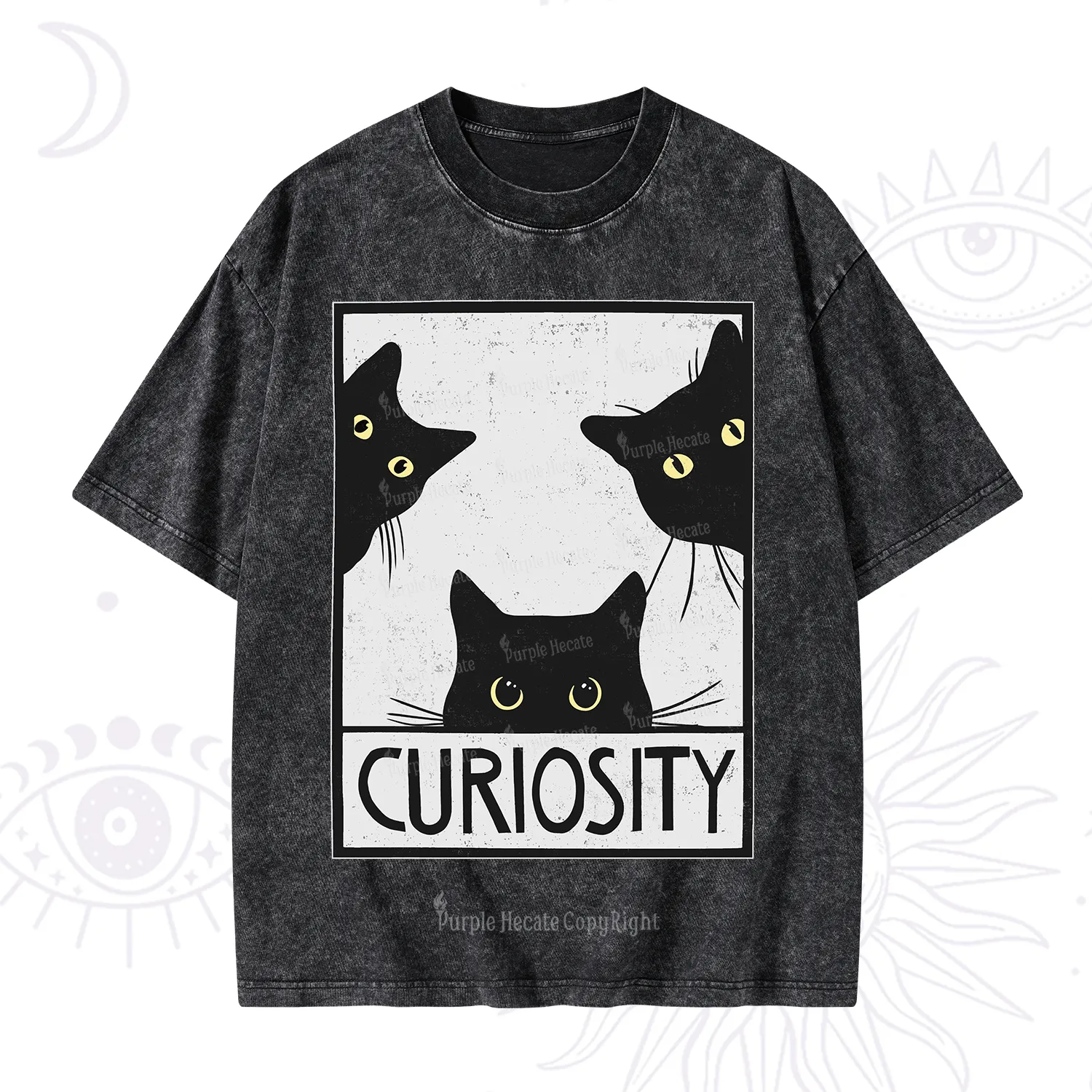 Purplehecate Curiosity Cat Washed T-Shirt