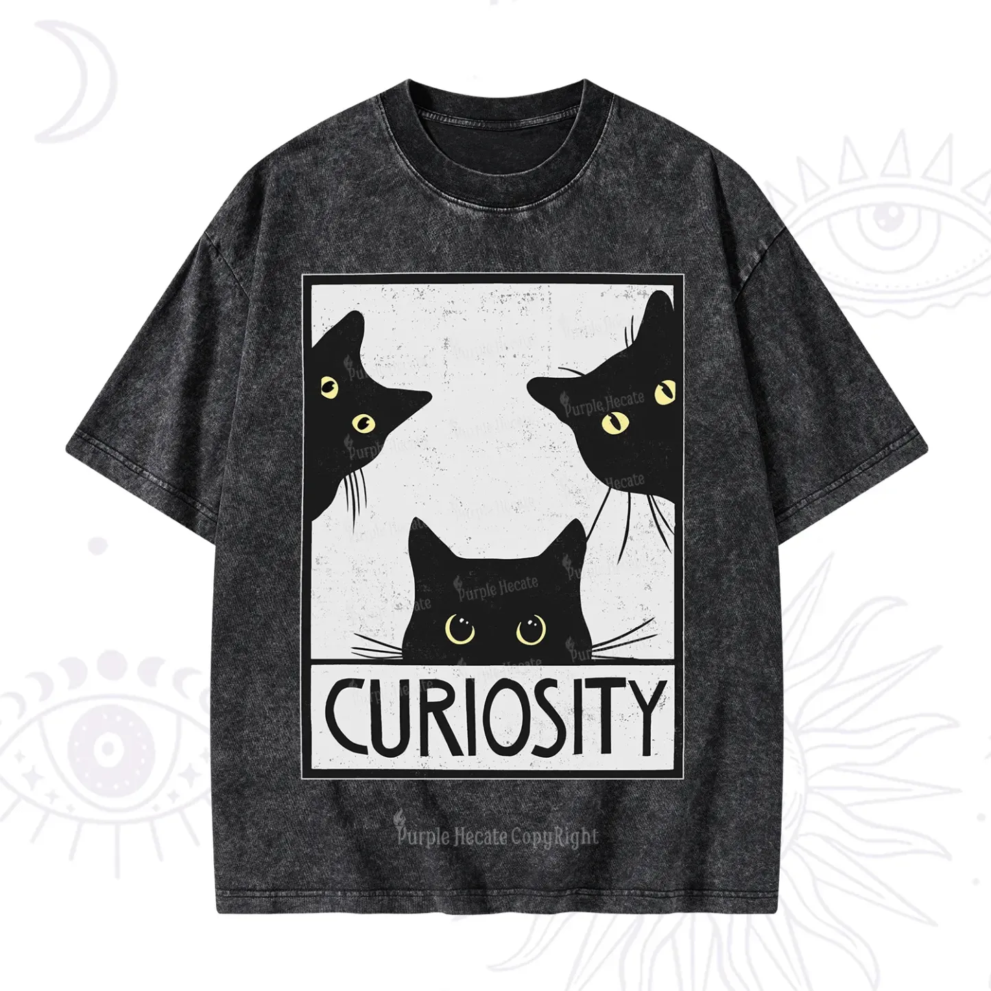 Purplehecate Curiosity Cat Washed T-Shirt