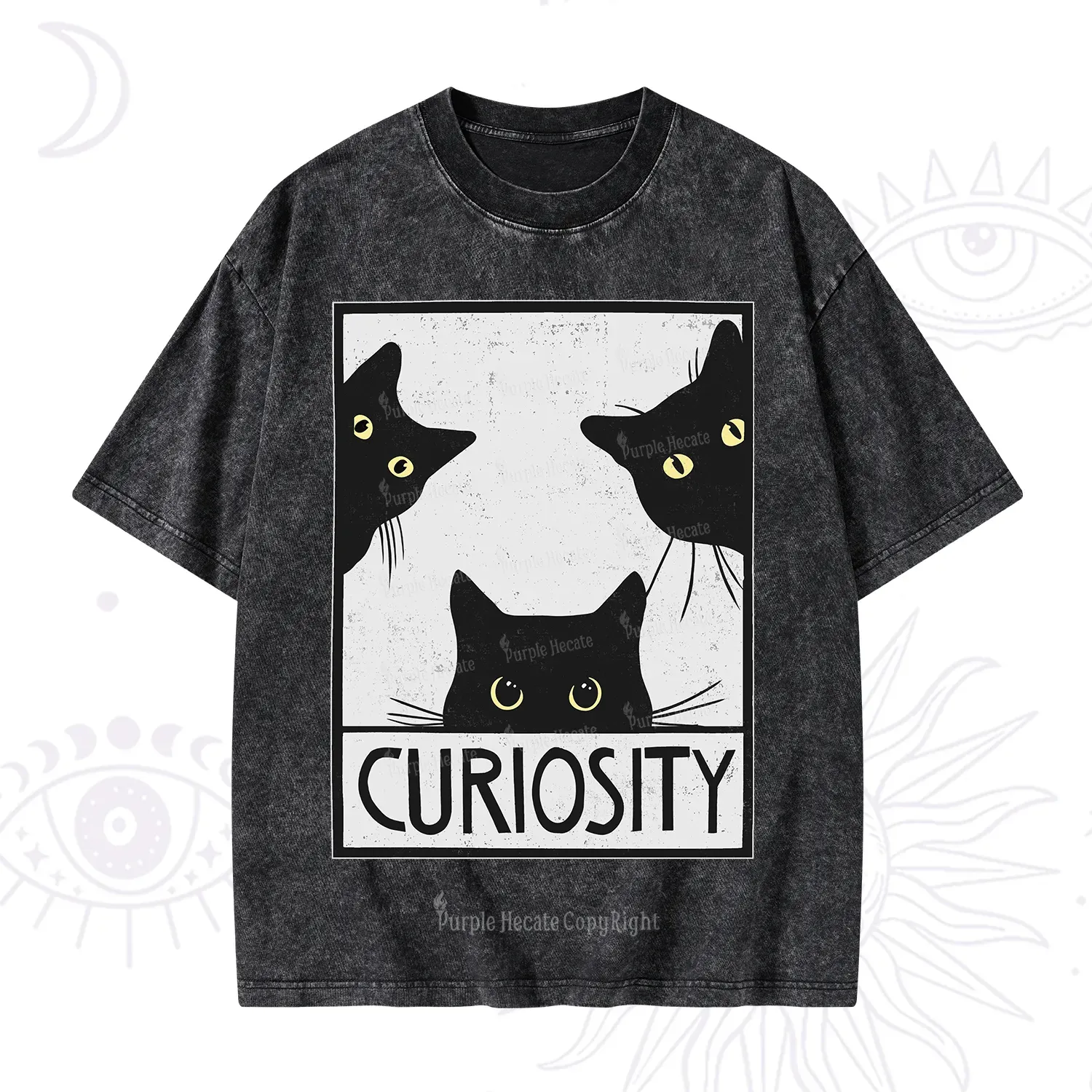Purplehecate Curiosity Cat Washed T-Shirt