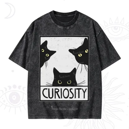 Purplehecate Curiosity Cat Washed T-Shirt