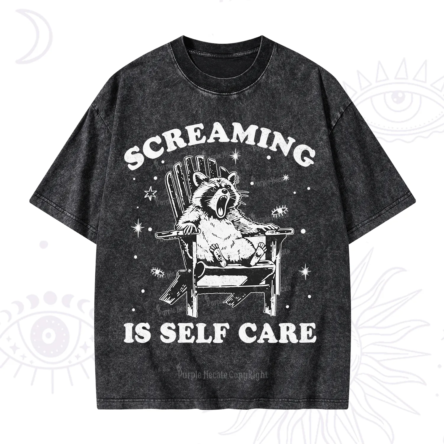 Purplehecate Screaming is Self Care Washed T-Shirt