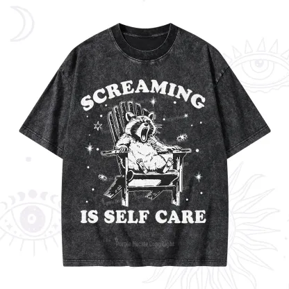 Purplehecate Screaming is Self Care Washed T-Shirt