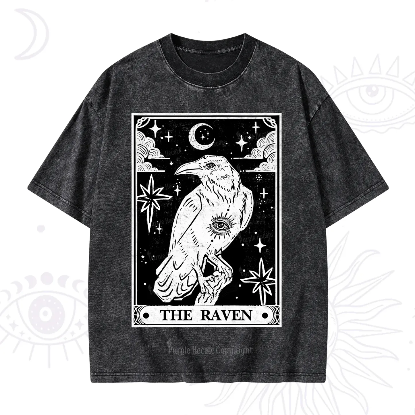 Purplehecate The Raven Tarot Washed T-Shirt