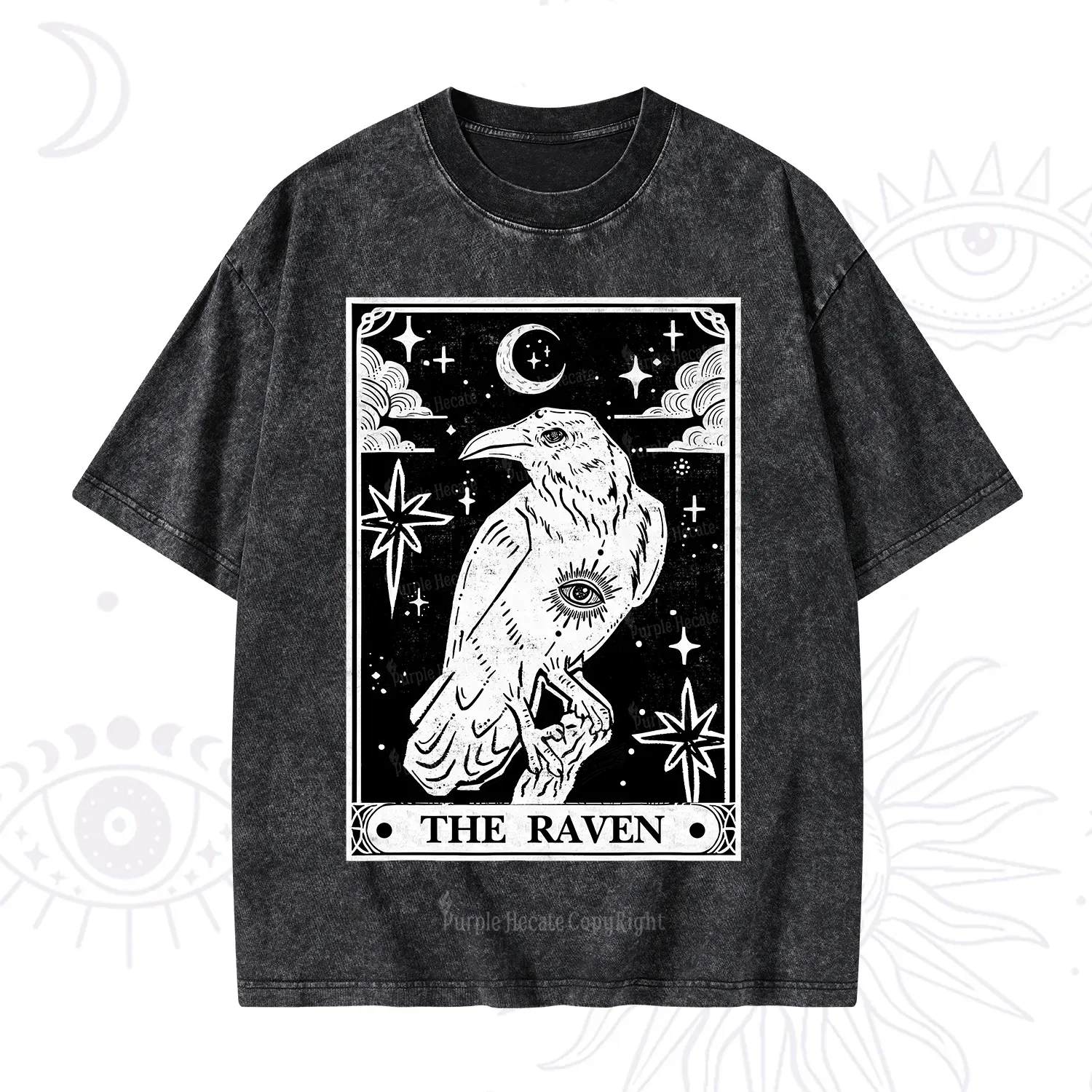 Purplehecate The Raven Tarot Washed T-Shirt