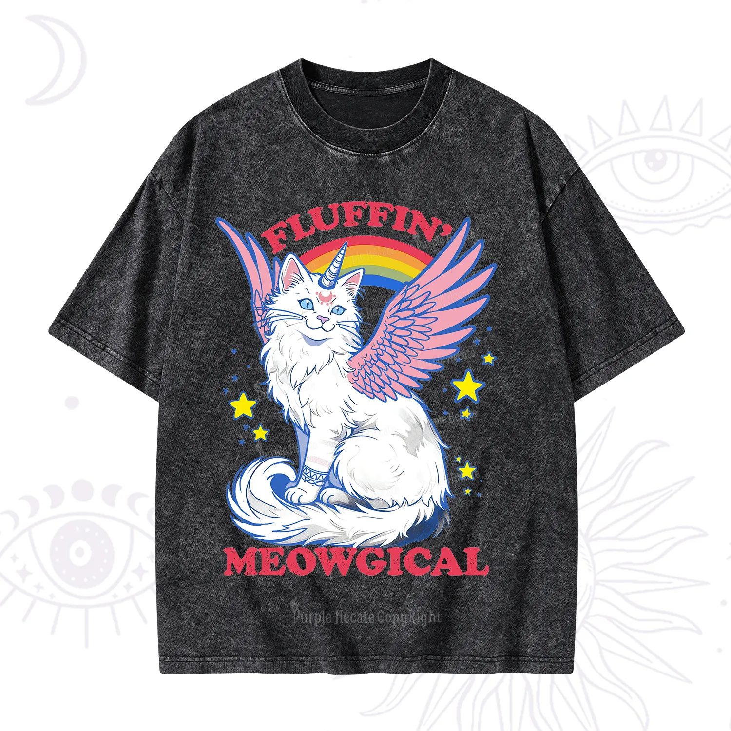 Purplehecate Fluffin Meowgical Washed T-Shirt