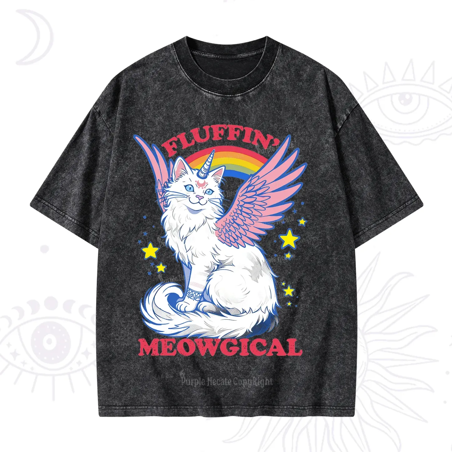 Purplehecate Fluffin Meowgical Washed T-Shirt