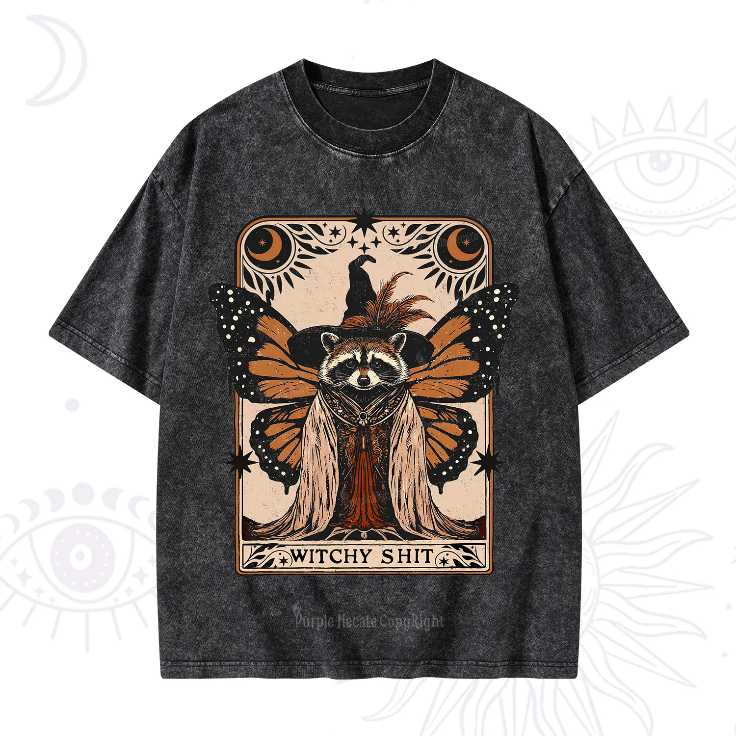 Purplehecate Witchy Shit Raccoon Washed T-Shirt