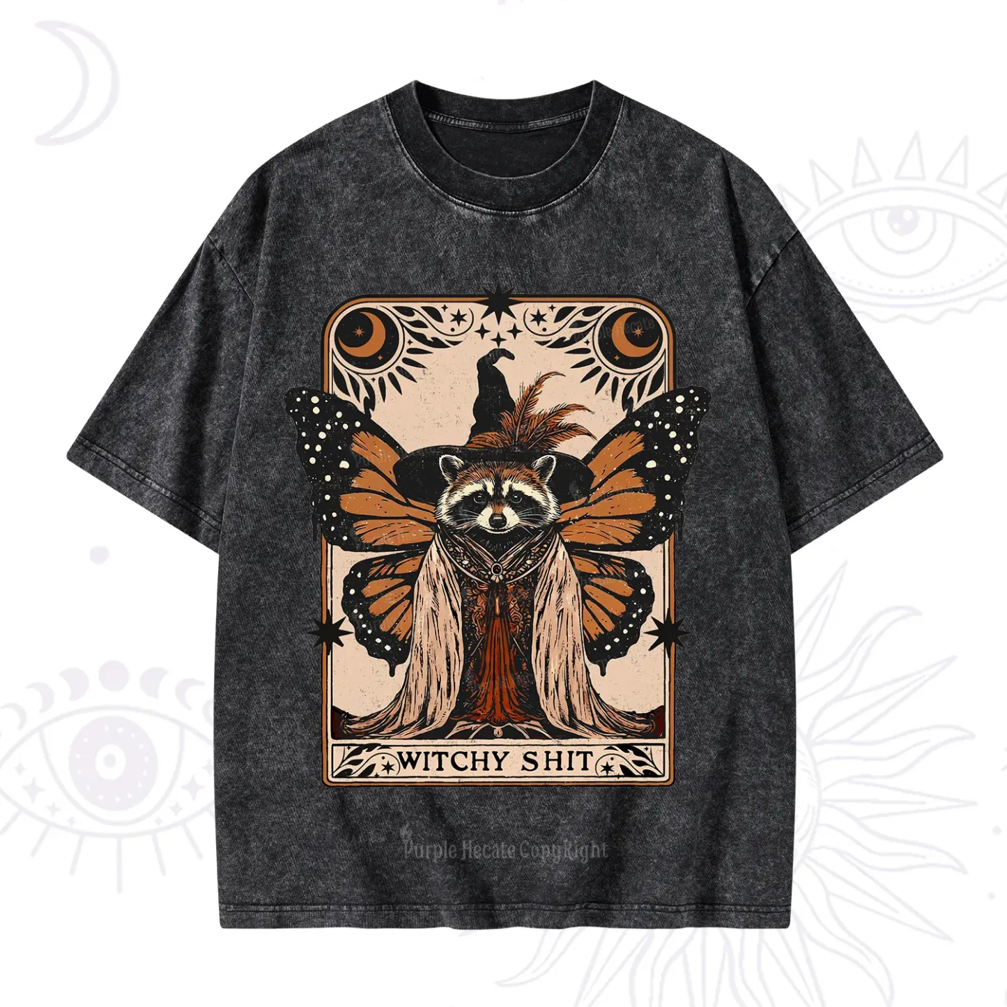 Purplehecate Witchy Shit Raccoon Washed T-Shirt