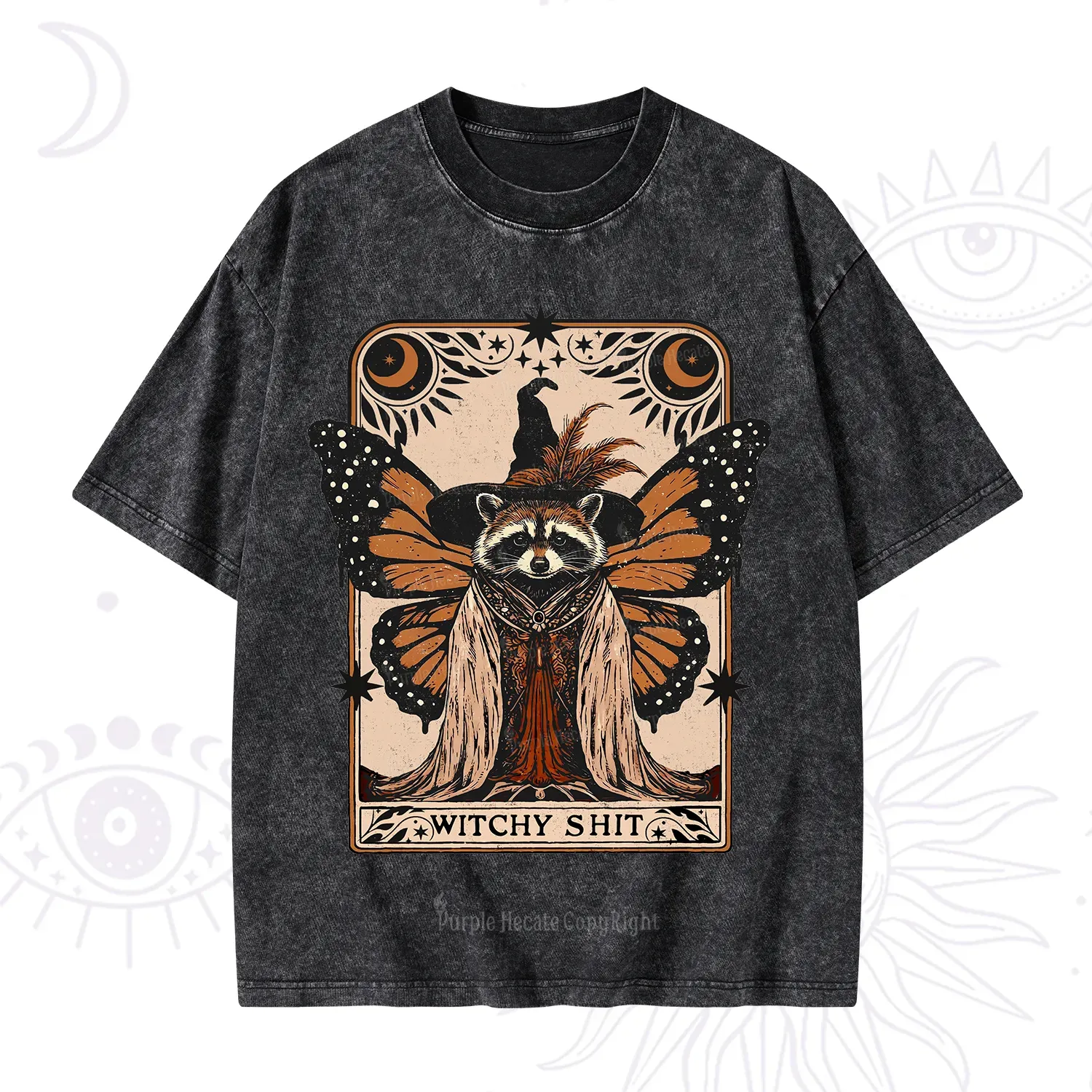 Purplehecate Witchy Shit Raccoon Washed T-Shirt