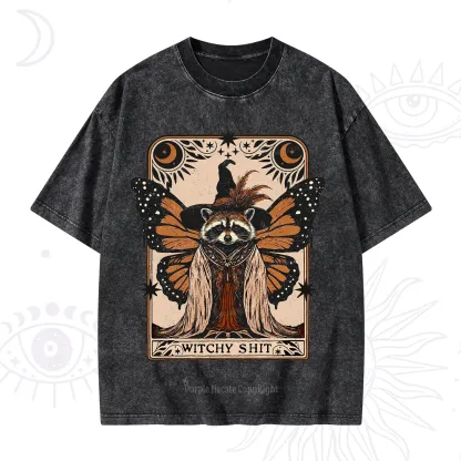 Purplehecate Witchy Shit Raccoon Washed T-Shirt