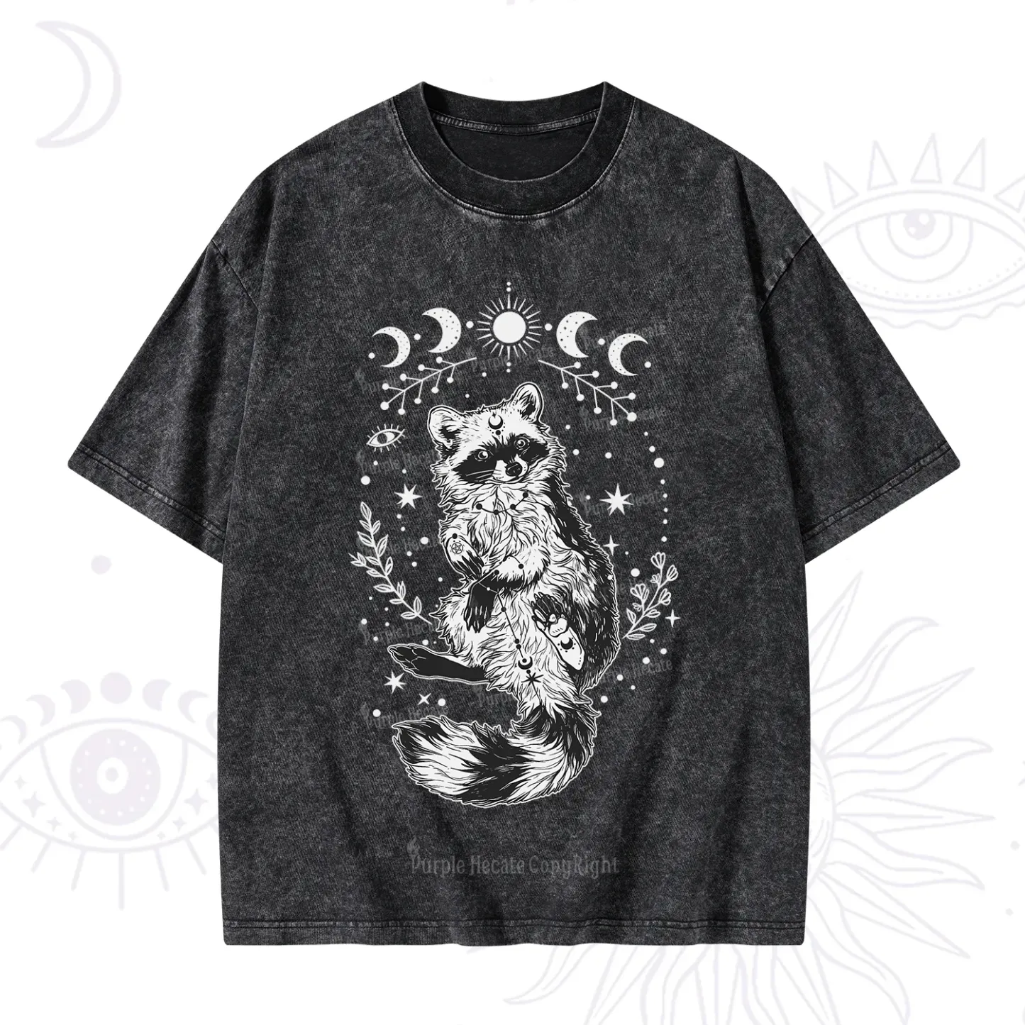 Purplehecate Lunar Magic Raccoon Washed T-Shirt