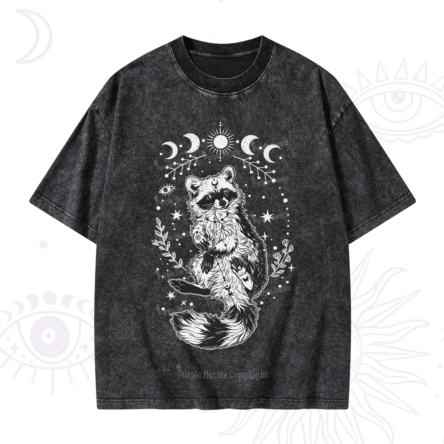 Purplehecate Lunar Magic Raccoon Washed T-Shirt