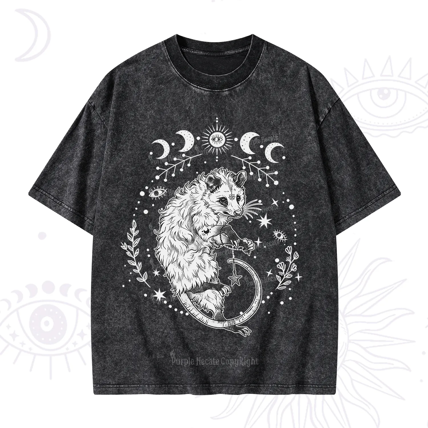 Purplehecate Lunar Magic Opossum Washed T-Shirt