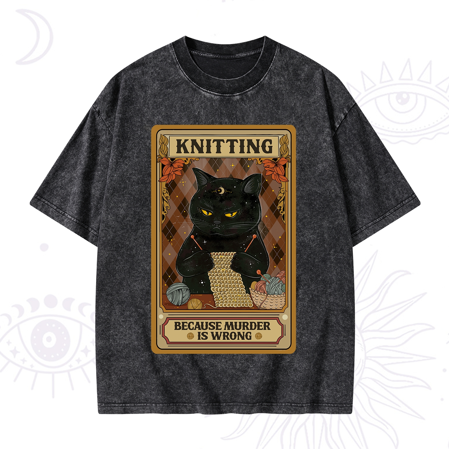 Purplehecate Knitting Because Murder Is Wrong Washed T-Shirt