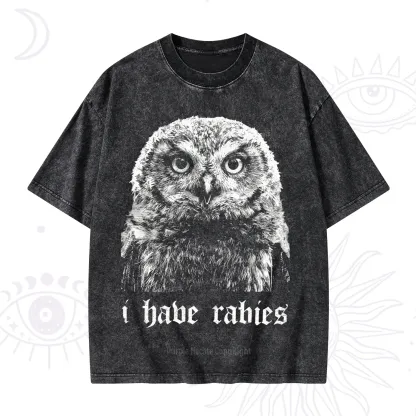Purplehecate I Have Rabies Owl Washed T-Shirt