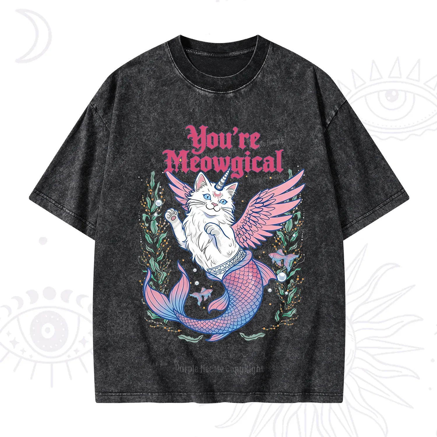 Purplehecate You're Meowgical Washed T-Shirt